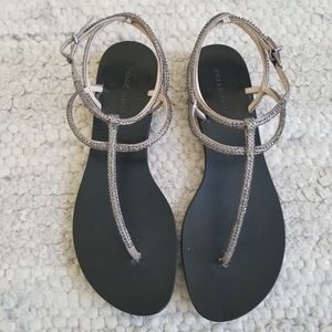 Pelle Moda Grey Crystal Thong Sandals Size 7